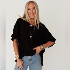 Let Me Be Ruffled Top - Black - Size Small